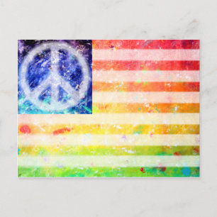 Hippie Peace Freak Flag Postcard