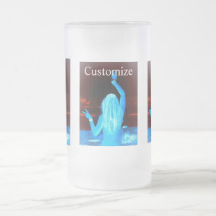hippie peace girl frosted glass beer mug
