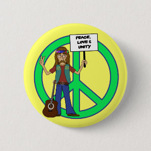 Hippie Peace Love and Unity 6 Cm Round Badge