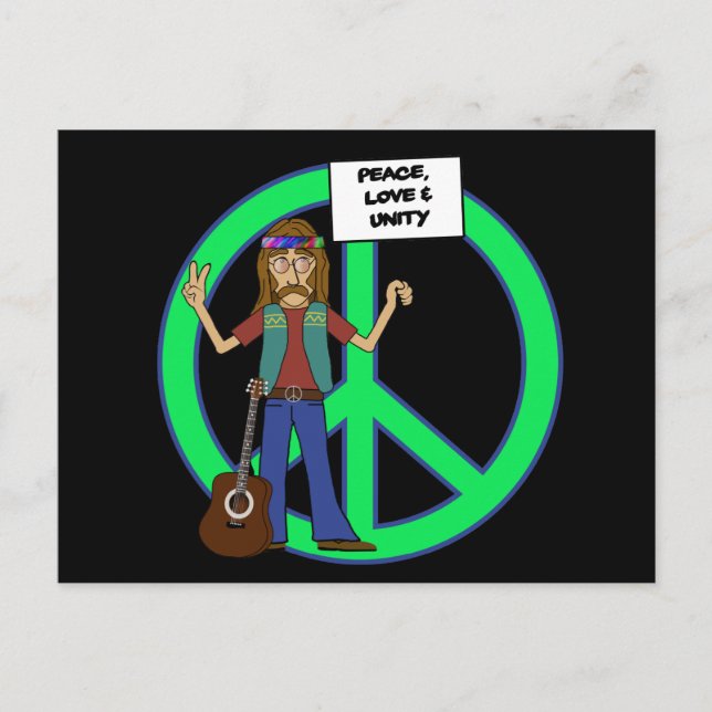 Hippie Peace Love and Unity Postcard (Front)