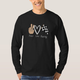 Hippie Peace Love Racing Car Race Flag Design T-Shirt