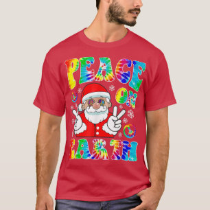 Hippie Peace on Earth Boho Christmas Santa Claus P T-Shirt