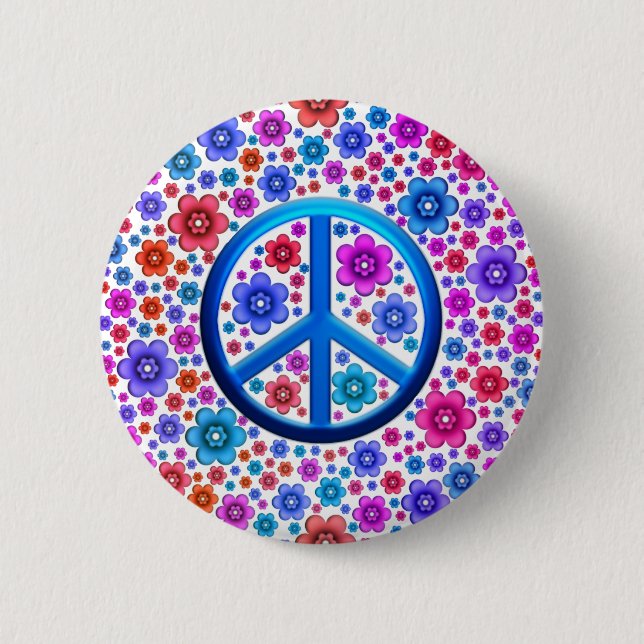 Hippie Peace Sign 6 Cm Round Badge (Front)