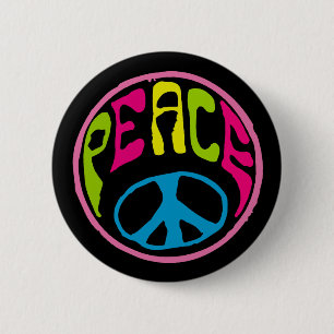 Hippie Peace Sign 6 Cm Round Badge