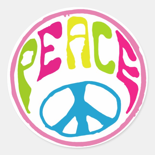 Hippie Peace Sign Classic Round Sticker (Front)