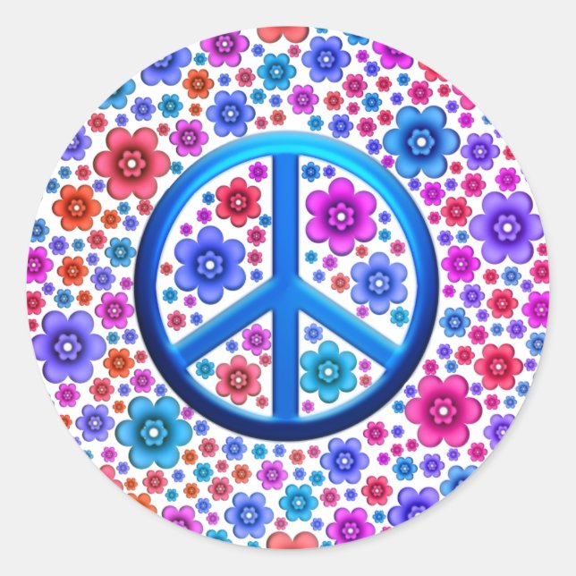 Hippie Peace Sign Classic Round Sticker (Front)