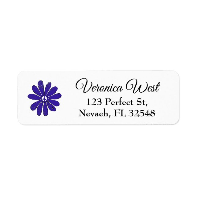 HIppie Peace Sign Flower Purple Distressed Look (Front)