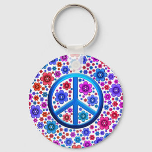Hippie Peace Sign Key Ring