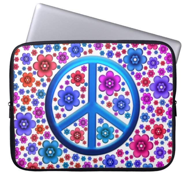 Hippie Peace Sign Laptop Sleeve (Front)