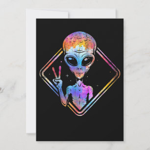 Hippie Peace Sign Outer Space Gift Alien Invitation