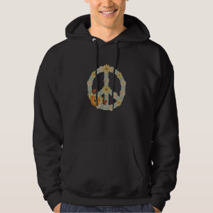 Hippie Peace Sign Retro Floral Peace 70s Flower Pe Hoodie