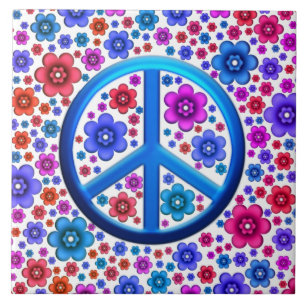 Hippie Peace Sign Tile