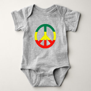 hippie peace sign with reggae flag baby bodysuit
