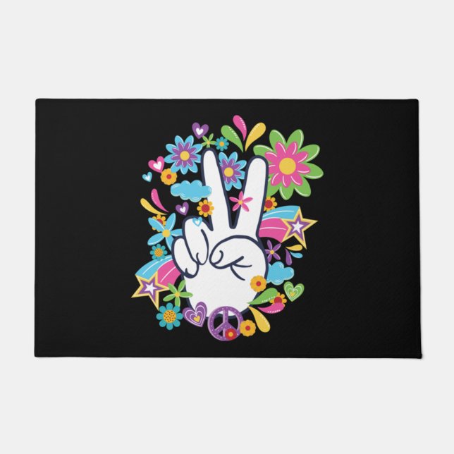 Hippie Peace Signs Doormat (Front)