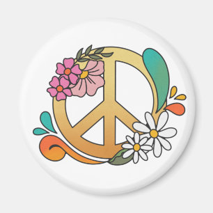 Hippie Peace Symbol  Magnet