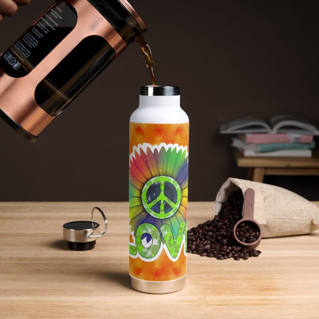 Hippie Peace Tie Dye Love Tumbler Bottle (Coffee)