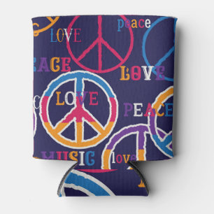 Hippie Peace: Vibrant Symbol Design. Can Cooler