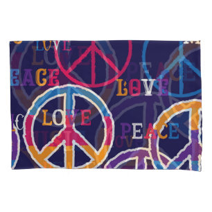 Hippie Peace: Vibrant Symbol Design. Pillowcase