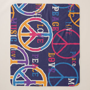 Hippie Peace: Vibrant Symbol Design. Sherpa Blanket