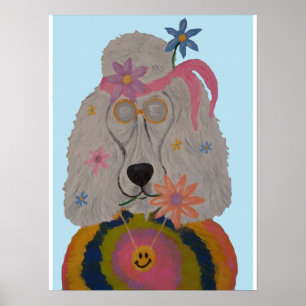 Hippie Poodle Flower Child  Poster