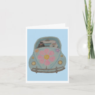 Hippie Poodles in their Flower Child Love Car Invitation
