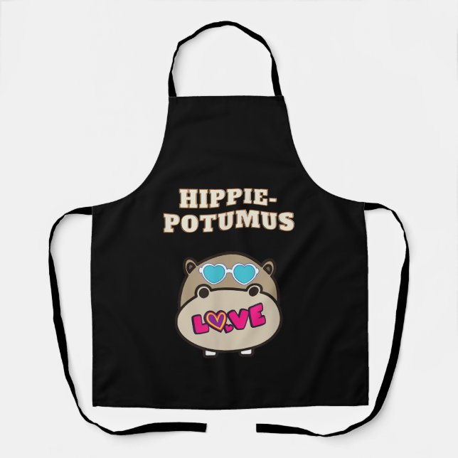 Hippie Potumus Baby Hippopotamus Lover Apron (Front)