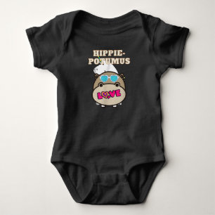 Hippie Potumus Baby Hippopotamus Lover Bodysuit
