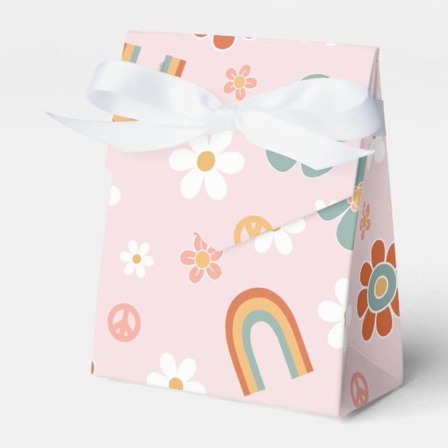 Hippie Rainbow Floral Birthday Favour Box (Front Side)