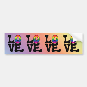 Hippie Rainbow Love Text Bumper Sticker