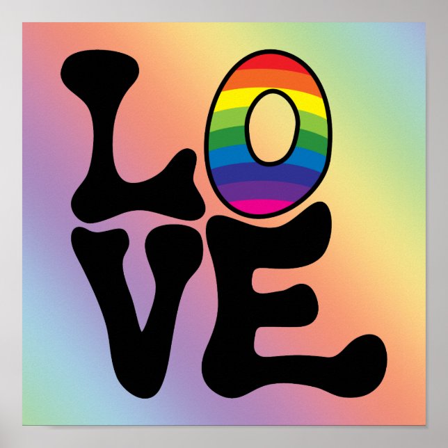 Hippie Rainbow Love Text Poster (Front)