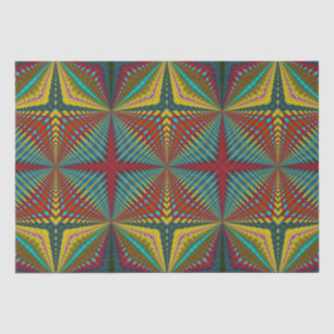 Hippie Red Blue Yellow Green Ethnic Trippy Earthy Tissue Paper