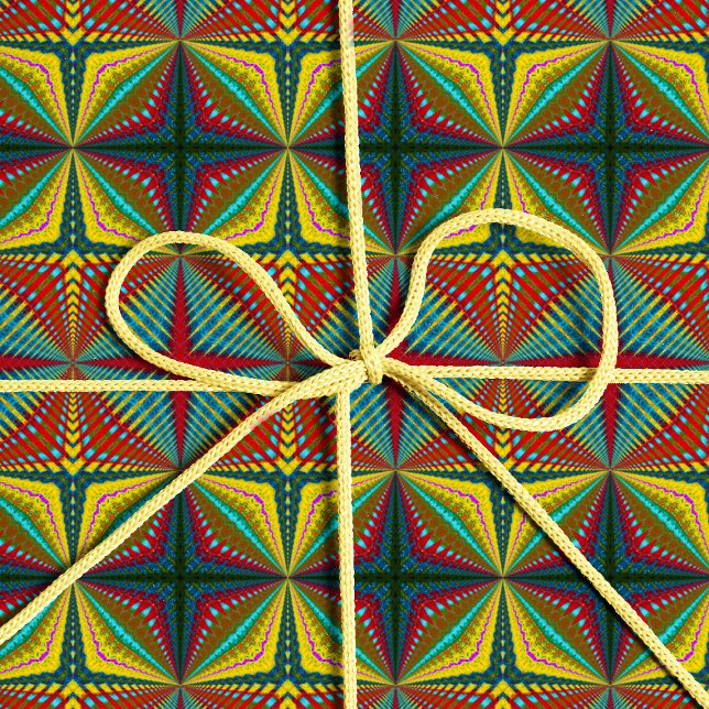  Hippie Red Blue Yellow Green Ethnic Trippy Earthy Wrapping Paper (Creator Uploaded)