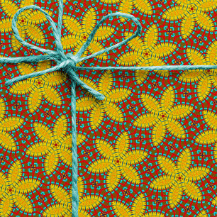 Hippie Red Blue Yellow Green Ethnic Trippy Floral Wrapping Paper