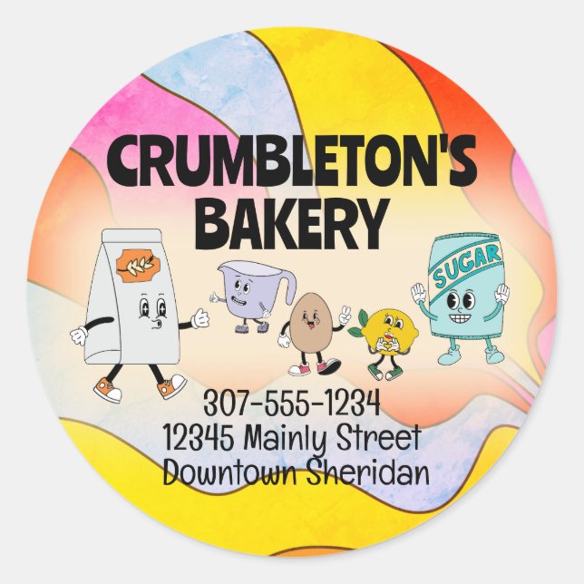 Hippie retro baking ingredients bakery classic round sticker (Front)