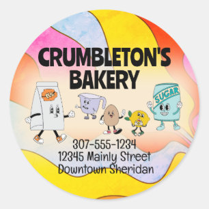 Hippie retro baking ingredients bakery classic round sticker