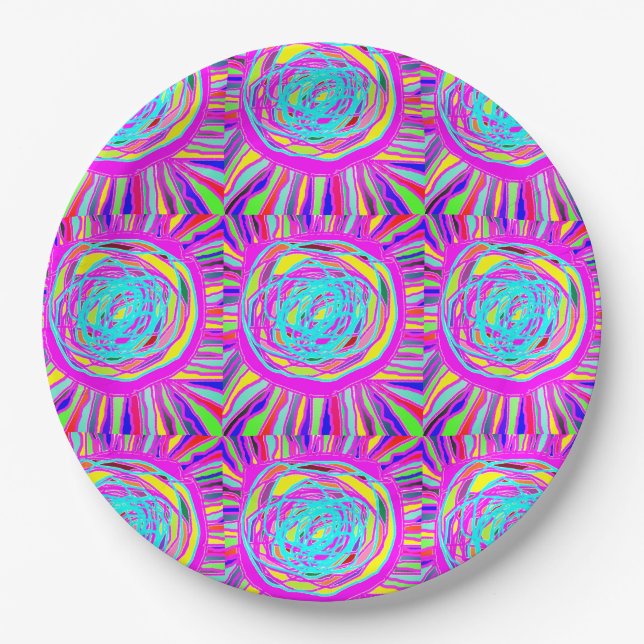 Hippie Retro chill out absract art Paper Plate (Front)