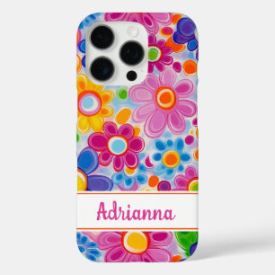 Hippie Retro Groovy Floral Personalised iPhone 16 Pro Case