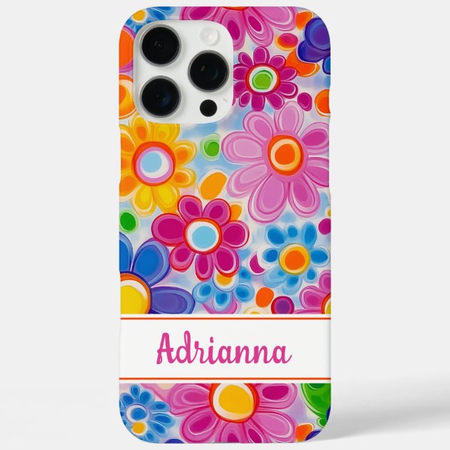 Hippie Retro Groovy Floral Personalized Case-Mate iPhone Case (Back)