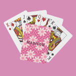 Hippie Retro Groovy Pink Daisy Flowers Custom Name Playing Cards<br><div class="desc">Hippie Retro Groovy Pink Daisy Flowers Custom Name Playing Cards features a pink and purple groovy retro chequerboard and daisy flower pattern with your personalised name in the centre. Perfect gift for family and friends for birthday,  Christmas,  holidays,  Mother's Day and parties. Designed by © Evco Studio www.zazzle.com/store/evcostudio</div>