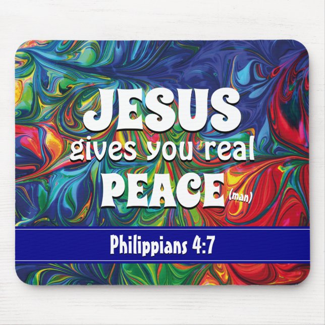 HIPPIE RETRO PSYCHEDELIC Scripture Personalised Mouse Mat (Front)