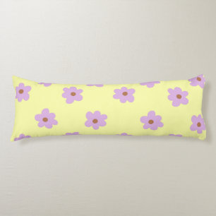 Hippie Retro Purple Yellow Flower Y2K Pattern Body Cushion
