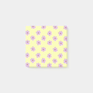 Hippie Retro Purple Yellow Flower Y2K Pattern Post-it Notes