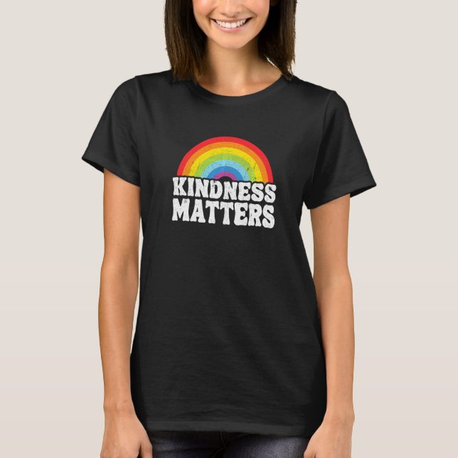 Hippie Retro Teacher Anti Bullying Rainbow Kindnes T-Shirt (Front)