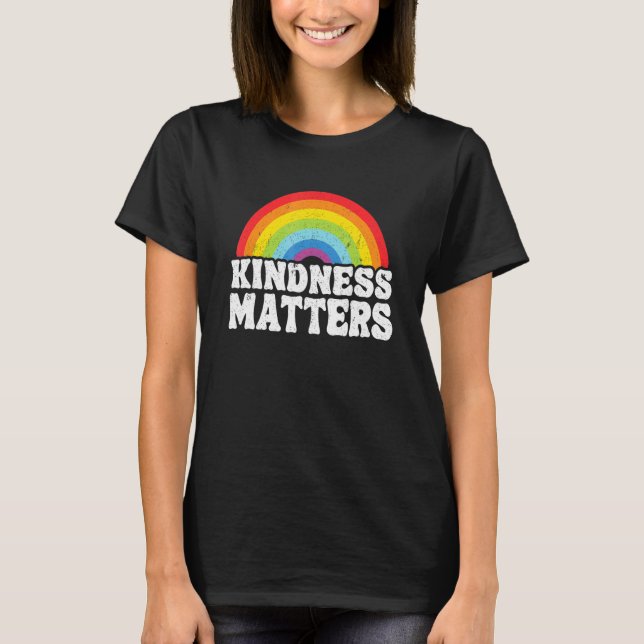 Hippie Retro Teacher Anti Bullying Rainbow Kindnes T-Shirt (Front)