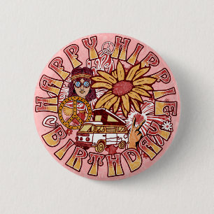 Hippie Retro Vintage Colors Birthday 6 Cm Round Badge