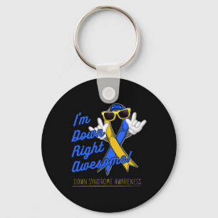 Hippie Ribbon I'm Down Right Awesome Down Syndrome Key Ring