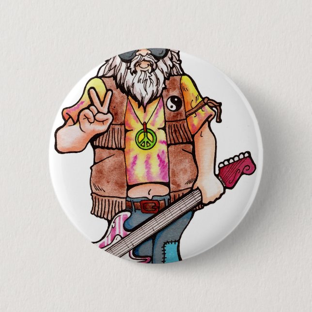 Hippie Santa 6 Cm Round Badge (Front)
