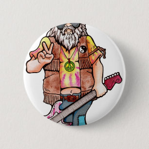 Hippie Santa 6 Cm Round Badge