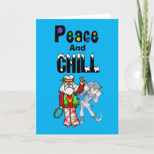 Hippie Santa and Jack Frost Christmas Card