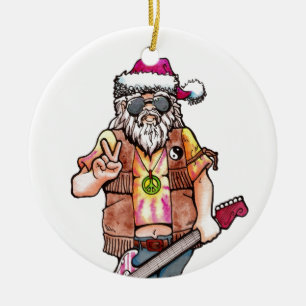 Hippie Santa Ceramic Tree Decoration